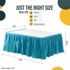 Exquisite Turquoise Table Skirt 48 Pack - Disposable Plastic Table Skirts for Rectangle Tables 6ft 8ft & Round Tables - 29in x 14ft Self-Adhesive Strip - Birthday Wedding Gender Reveal Decor - Image 5
