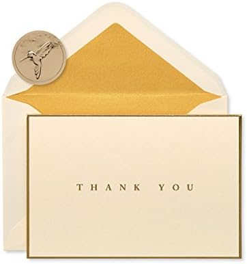 Papyrus Thank You Cards with Envelopes, Gold Border (16-Count) & Thank You Cards with Envelopes, Kraft with Flower (14-Count) - Image 2