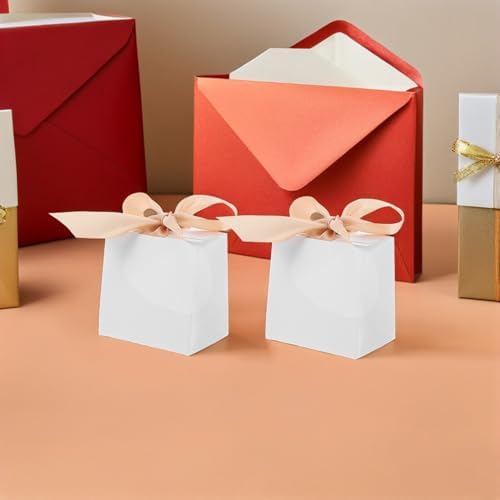 White Mini Favor Boxes 50 Sets with Ribbon for Xmas Celebrations - Image 7