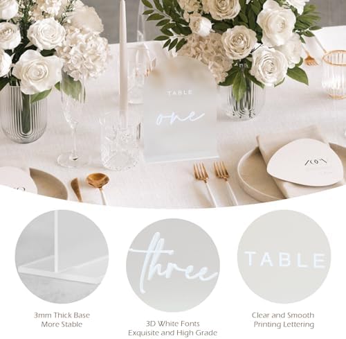 Frosted Arch Acrylic Wedding Table Numbers 1-15 with Stands - Image 4