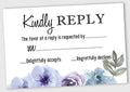 50 Blank RSVP Cards with White Envelopes Floral 4"x6" Response Cards-RSVP Reply Card for Wedding-Bridal Shower-Baby Shower-Rehearsal Dinner by Inkdotpot