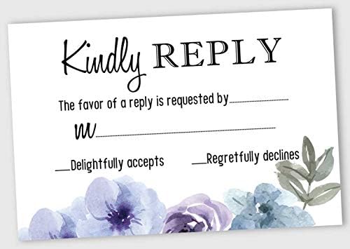 50 Blank RSVP Cards with White Envelopes Floral 4"x6" Response Cards-RSVP Reply Card for Wedding-Bridal Shower-Baby Shower-Rehearsal Dinner by Inkdotpot