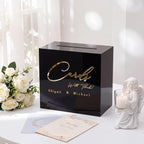 Ripeng Acrylic Black Wedding Card Box with Lock, Wedding Reception Decor by Ripeng