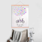 Rustic Wedding Guestbook Alternative Purple Bicycle with Ballons Fingerprint Guest Sign-in Book Party Decoration Wedding Favors Accessories Ready to Hang-60x80cm - Image 4