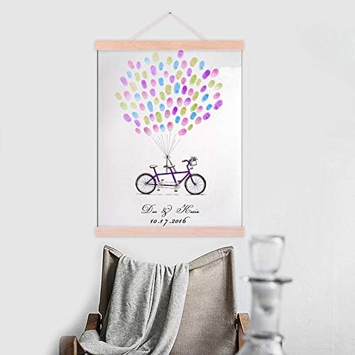 Rustic Wedding Guestbook Alternative Purple Bicycle with Ballons Fingerprint Guest Sign-in Book Party Decoration Wedding Favors Accessories Ready to Hang-60x80cm - Image 4