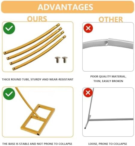 Round Backdrop Stand, 8FT Balloon Arch Stand, Gold Circle Arch for Party - Image 5