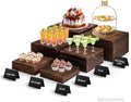 6 Pcs Buffet Risers and stands with Food Signs, Food Risers for Buffet Table, Rustic Wood Cake Stand, Wood Risers Display Stands for Decor, Party, Birthday, Wedding, Baby Shower by SPVIKISGO