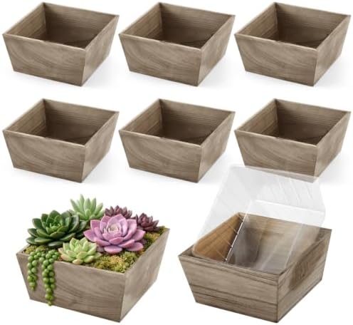 Dandat 8 Set 8 Inch Wooden Flower Box Rustic Table Centerpieces,Brown by Dandat