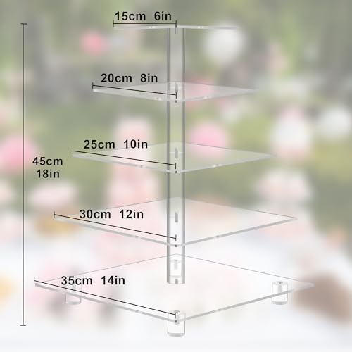 Cupcake Stand,5 Tier Large Cupcake Holder, Square Cupcake Tower Tree, Clear Cupcake Stand, Dessert Pastry Display Stand for Wedding, Party, Birthday - Image 4