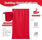 10 x 10 Feet Red Backdrop Curtain for Partie, Background Curtains for Photoshoot, Birthday, Wedding, Halloween, Thanksgiving, Christmas Day, New Year Party Decorations 5Ft x 10Ft, 2 Panels - Image 2