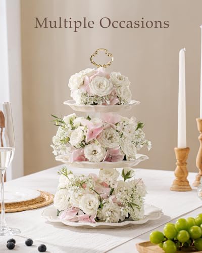 3 Tier Cupcake Stand, Ceramic Tiered Serving Stand - Image 6