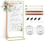 Meiqi Gold Adjustable Wedding Welcome Sign Stand with 4 Leather Hanging Straps, Ground Stakes & Weight Bag - Large Easel for Wedding Signs, Posters, Banners - Perfect for Outdoor Events, Baby Showers by MEIQI