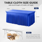 Wish Care 2 Pack Royal Blue Spandex Table Clothes for 6 Foot Rectangle Tables, 6FT Wrinkle Free Fitted Tablecloths Ruffles Design Table Cloth for Party, Banquet, Wedding and Events - Image 3