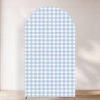 Checkered Gingham Arch Backdrop Stretchy Cover Blue and White by Unknown