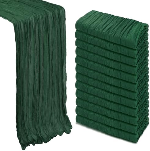 12 Pack 35 x 120 Inch Emerald Green Table Runner Cheesecloth 10Ft by Heneger