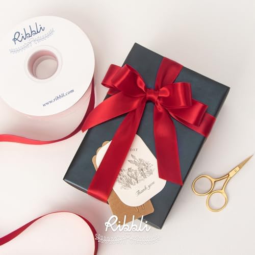 Ribbli Double Faced Red Satin Ribbon,1” x Continuous 25 Yards,Fabric Ribbon Use for Bows Bouquet,Christmas Gift Wrapping,Floral Arrangement (Pack of 3) - Image 4