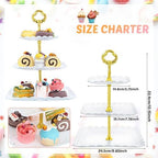 6 Sets of 3 Tier Tea Party Cupcake Stand, White Plastic Cupcake Dessert Plates Square Display Trays for Cake Fruit Candy Display Tower for Wedding Birthday Baby Shower Decorations - Image 2