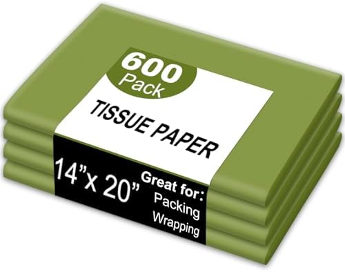JarThenaAMCS 600 Sheets Sage Green Tissue Paper Green Gift Wrapping Paper Solid Color Decorative Art Tissue for DIY Crafts Birthday Baby Shower Party Home Decor, 14 x 20 Inch by JarThenaAMCS