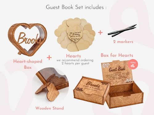 Personalized Wedding Guest Book Alternative - Rustic Wedding Decorations for Reception Inside Outside Wooden Wedding Keepsake Box - Wedding Heart Guest Book Drop Box for Bridal Baby Shower Party - Image 2