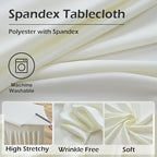 4 pk Ivory Spandex Tablecloth 6ft with Ruffle Skirts,Wrinkle Free High Stretch Cream Fitted Tablecloths for 6 Foot Rectangle Tables,Elastic Spandex Table Covers 6 ft for Parties Weddings Banquet - Image 5