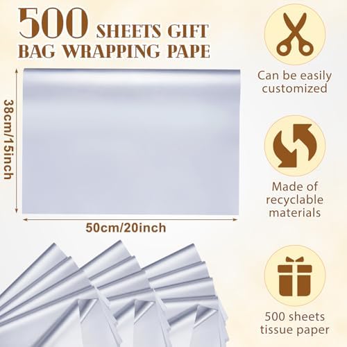500 Sheets Silver Tissue Paper Bulk 15 x 20 Inch for Rosh Hashanah Gifts - Image 2