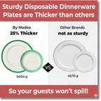 By Madee HEAVYWEIGHT 175 Pc Ivory Plates with GreenTrim | Disposable Dinnerware Set for 25 Guests - Image 3