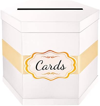 ROSEGLD White Card Box, Card Receiving Box with Ribbon 14x12x12 Inches by ROSEGLD