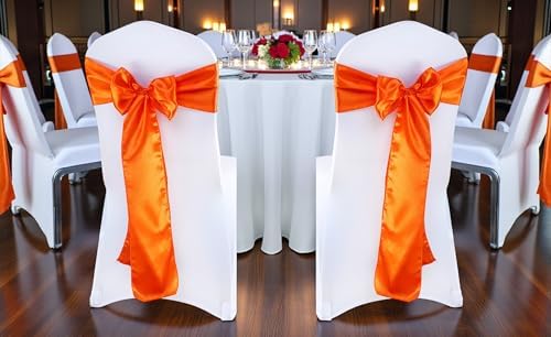 MDS® Pack of 125 Satin Chair Sashes for Wedding & Events – Orange - Image 2