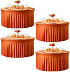 GALLETY 4 Pack Harvest Pumpkin Round Spandex Tablecloth 60 Inch for 5 FT Circle Tables, Reusable Fitted Stretch 120 Inch Round Tablecloth for Fall, Thanksgiving, Halloween, Wedding and Party Decor by Creativepartyuniquedecorat