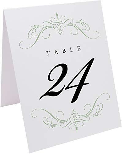 Classic Flourish Table Numbers, Sage, 1-90 - Image 2