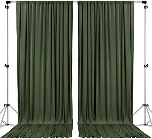AK TRADING CO. 10 feet x 8 feet IFR Polyester Backdrop Drapes Curtains Panels with Rod Pockets - Wedding Ceremony Party Home Window Decorations - Olive Green by Fabrics%7CEventDecor%7CCrafts%7CUpholsteryFoam