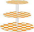 J JOYSAY Checkerboard Orange White Pattern Acrylic Cupcake Stand 3 Tier Dessert Table Display Set Clear Cake Stands for Wedding Party Baby Shower Decorations Easy Assembly Macaron Tower by J+JOYSAY