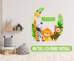 Jungle Animals Custom Name Wall Decal - Baby Safari Animals Series Theme Wall Art Decal - Wall Decal for Nursery Bedroom playroom Decoration (Wide 30"x26" Height) - Image 5