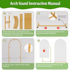 Arch Backdrop Stand and Cover Set, 6.6 x 3.3FT Gold Metal Wedding Arch for Ceremony, Heavy Duty Balloon Arch Stand with White Spandex Cover for Birthday Party, Baby Shower, Graduation, Event Decor - Image 6