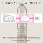 Pink Stripes Baby Shower Water Bottle Labels, Waterproof (Set of 24)(Y693) - Image 3