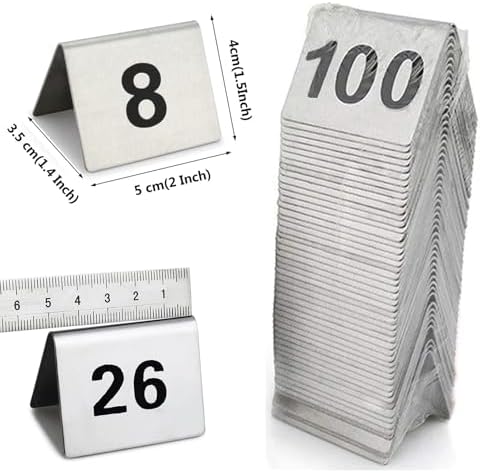 Table Numbers for Wedding Reception Double Sided, Stainless Steel Frosted Digital Cards Holders20 Pack Numbered Tent Frame for Restaurant Baby Shower Banquets, Silver,Numbers 21 to 40 - Image 3