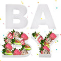 Baby Letter Fillable for Baby Shower Party Gender Reveal Sweet Charcuterie Board Food Cardboard Paper Mache Serving Tray (White) by Dylcypheria