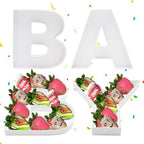 Baby Letter Fillable for Baby Shower Party Gender Reveal Sweet Charcuterie Board Food Cardboard Paper Mache Serving Tray (White) by Dylcypheria