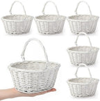 Barydat 6 Pcs Small Wicker Basket with Handle, White, 9" X 7" X 4" by home