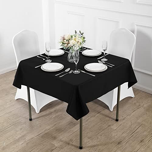 Fokitut 2 Pack Waterproof Square Tablecloth, 90x90 Inch, Stain Resistant and Wrinkle Polyester Table Cloth, Fabric Table Cover for Kitchen Dining, Wedding, Party, Holiday Dinner-Black - Image 5