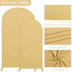7.2FT, 6FT Wedding Arch Stand and Matching Khaki Spandex Fitted Arch Backdrop Cover Set, Round Top Chiara Backdrop Stands and Covers for Birthday Party Baby Shower Banquet Arch Decor (Khaki) - Image 4