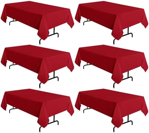 sancua 6 Pack Red Tablecloths 60x102 Inch for 6 Feet Rectangle Tables by sancua
