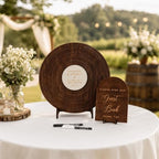 Custom Wood Round Record Wedding Guest Book Alternative, Rustic Vinyl Record Design for Wedding Reception, Graduation Guest Book, Vintage Event Decor (Black) - Image 3