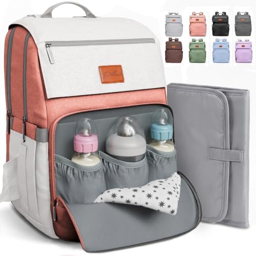 PILLANI Baby Diaper Bag Backpack - Toddler Backpack - Baby Bag for Girls & Boys, Large Waterproof Diaper Backpack - Diaper Bags with Changing Pad, Best Baby Shower Gifts - Stylish Pink Cute Diaper Bag by Pillani
