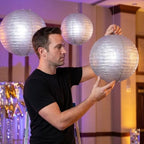 Paper Lanterns Round Paper Lanterns Decorative Ball Lanterns Lamps for Weddings, Birthdays, Parties and Events 16-Inch 5 Packs (Silver) - Image 5