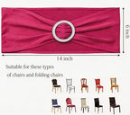 Pack of 50 Spandex Fuchsia Chair Sashes Bows Chair Bands Silver Buckles - Image 3