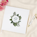 Andaz Press Personalized Wedding Guestbook with Gold Accents, Abstract Tropical Palm Leaves White Guest Sign in Guest Registry 120 Pages 8.5 X 8.5 Memories Book for DIY, Scrapbook, Photo Album - Image 2