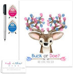 Deer Themed Gender Reveal Fingerprint Guestbook Alternative, 8.5x11 Inches, Pink & Blue by MeganHStudio
