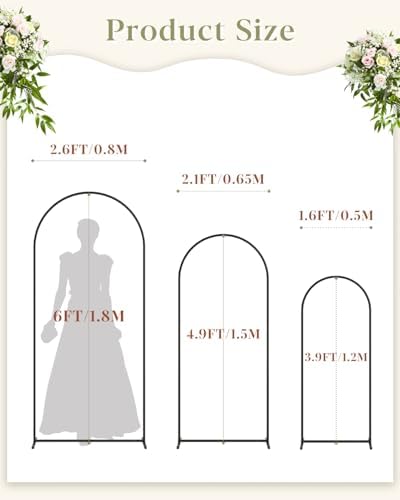 Wedding Arch, Metal Arch Backdrop Stand, Black, 6FT, 5FT, 4FT - Image 2