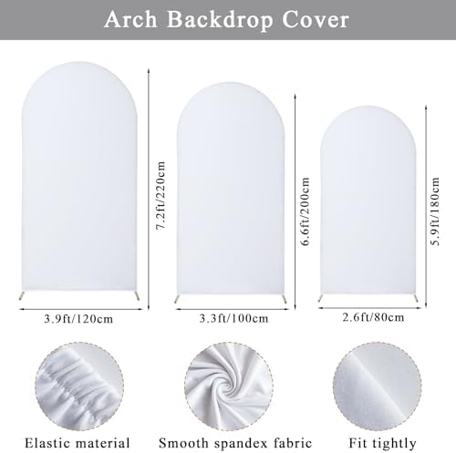 Gawicpy Wedding Arch Backdrop Stand Set Metal Arch Backdrop Stand with Wedding Arch Cover, Wedding Balloon Arch Backdrop Stand for Birthday, Baby Shower, Anniversary (White, 5.9FT+6.6FT+7.2FT) - Image 6